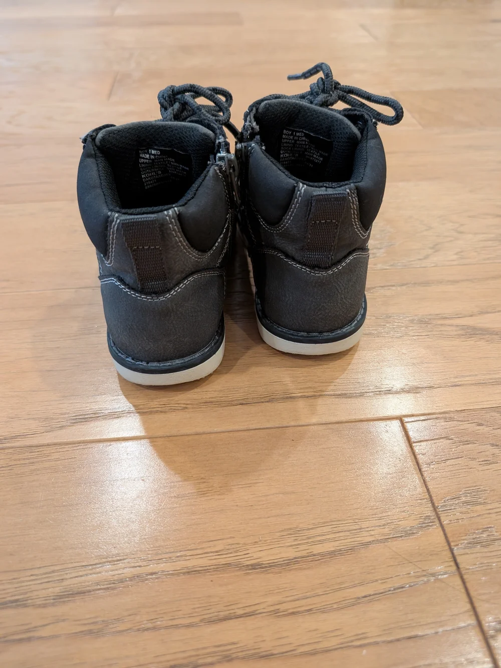 Kids Lace-Up Ankle Boots in Charcoal Gray